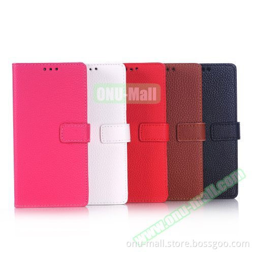 Litchi Texture Flip Wallet Leather Cover for Sony Xperia M4 Aqua Case